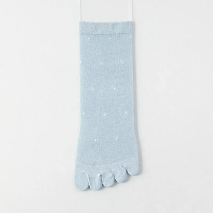 Sheer Polka Dot Toe Quarter Alignment Socks(3 Pairs) - Blue - EU35-39(US2-6) - image 7