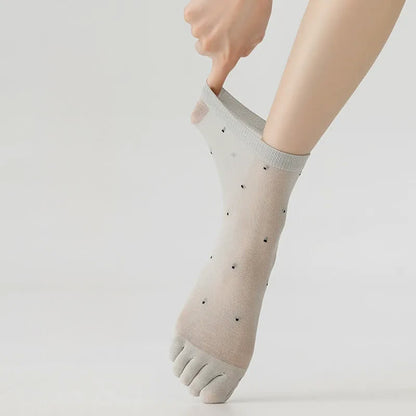 Sheer Polka Dot Toe Quarter Alignment Socks(3 Pairs) - image 2