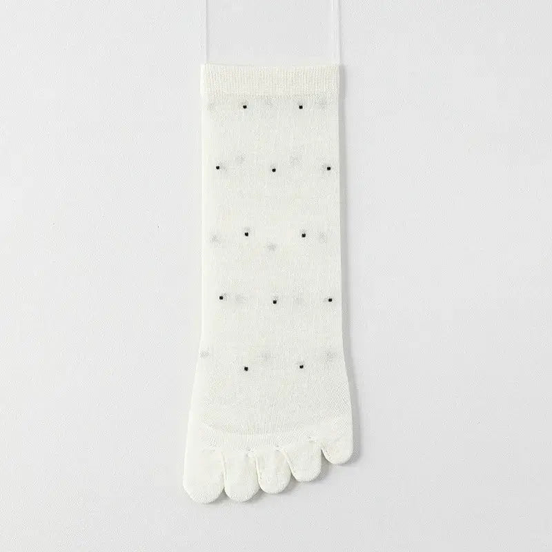 Sheer Polka Dot Toe Quarter Alignment Socks(3 Pairs) - White - EU35-39(US2-6) - image 6