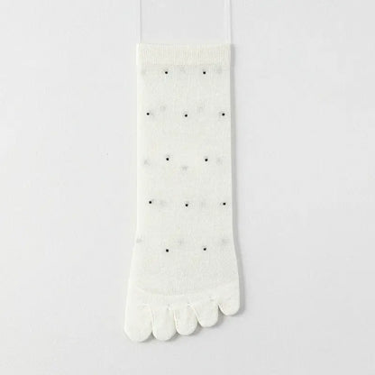 Sheer Polka Dot Toe Quarter Alignment Socks(3 Pairs) - White - EU35-39(US2-6) - image 6