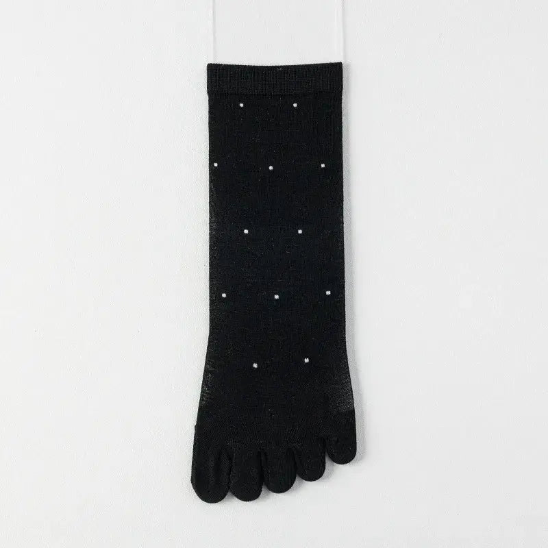 Sheer Polka Dot Toe Quarter Alignment Socks(3 Pairs) - Black - EU35-39(US2-6) - image 5
