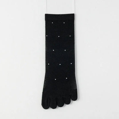 Sheer Polka Dot Toe Quarter Alignment Socks(3 Pairs) - Black - EU35-39(US2-6) - image 5