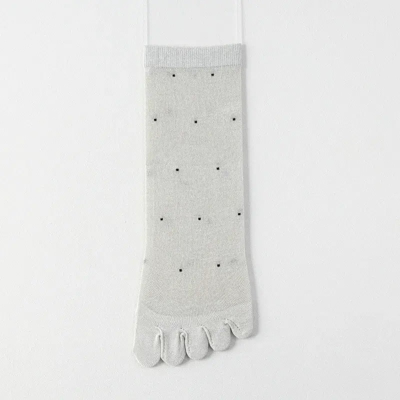 Sheer Polka Dot Toe Quarter Alignment Socks(3 Pairs) - Gray - EU35-39(US2-6) - image 9