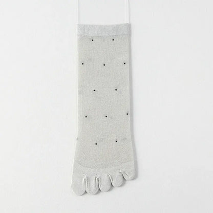 Sheer Polka Dot Toe Quarter Alignment Socks(3 Pairs) - Gray - EU35-39(US2-6) - image 9