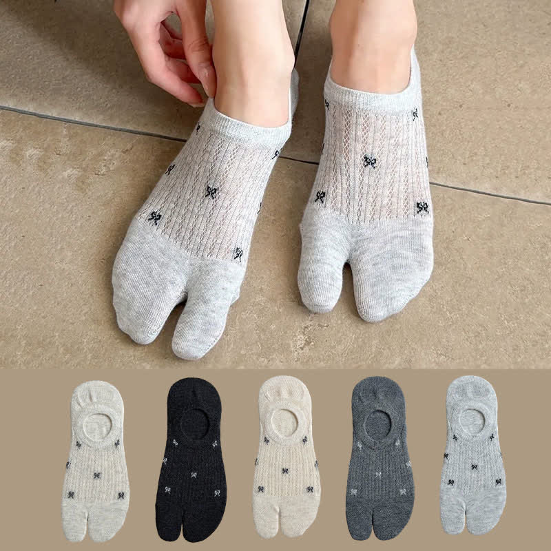 Soft Ribbed Split Toe No Show Socks(5 Pairs) - Multicolor - EU35-39(US2-6) - image 0