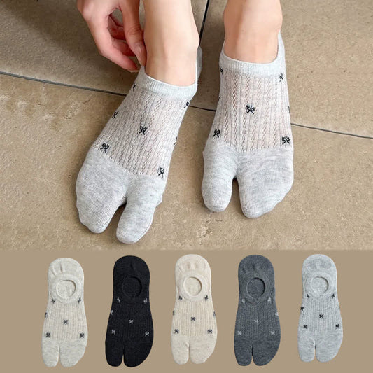 Soft Ribbed Split Toe No Show Socks(5 Pairs) - Multicolor - EU35-39(US2-6) - image 0