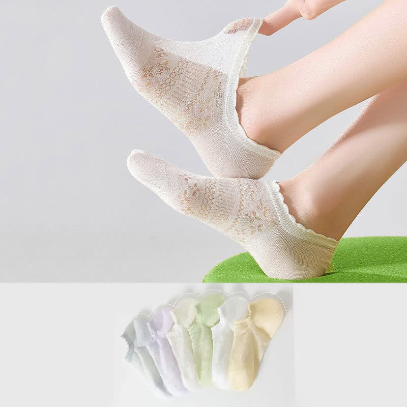 Sheer Floral No Show Socks(6 Pairs) - image 0
