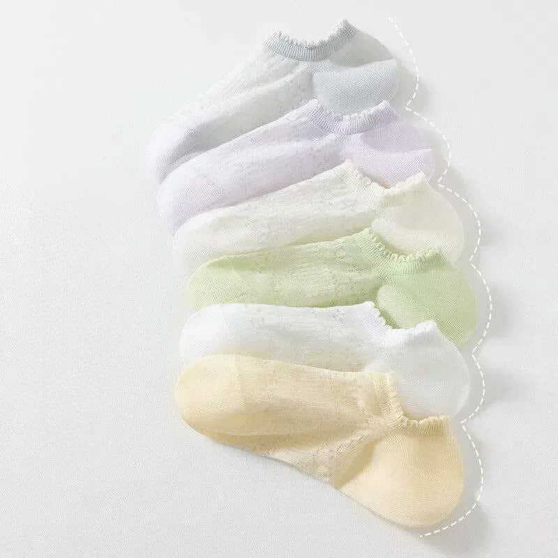 Sheer Floral No Show Socks(6 Pairs) - Multicolor - EU35-39(US2-6) - image 5