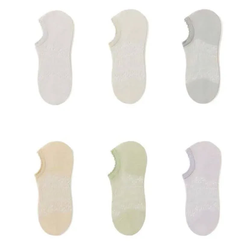Sheer Floral No Show Socks(6 Pairs) - Light Green - EU35-39(US2-6) - image 7