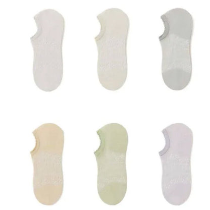 Sheer Floral No Show Socks(6 Pairs) - Light Green - EU35-39(US2-6) - image 7