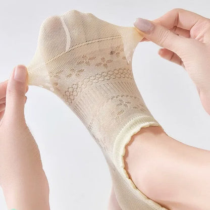 Sheer Floral No Show Socks(6 Pairs) - image 1