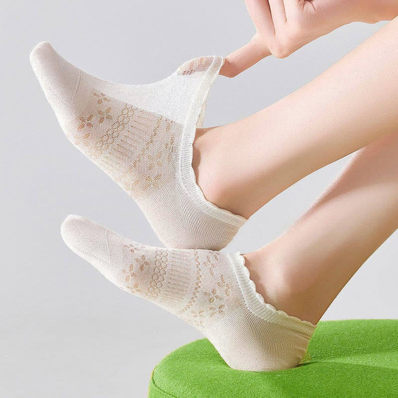 Sheer Floral No Show Socks(6 Pairs) - image 3