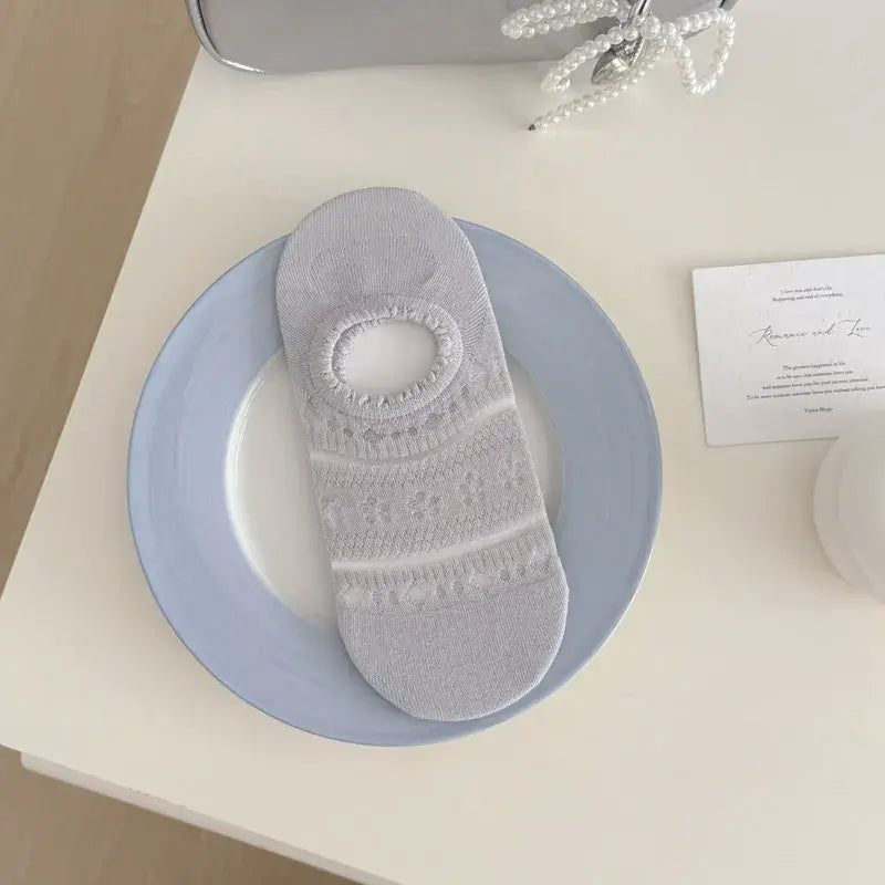 Lace Mesh No Show Socks(5 Pairs) - Grey - EU36-40(US3-7) - image 13