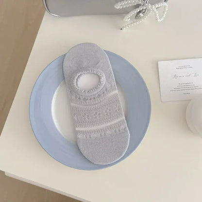 Lace Mesh No Show Socks(5 Pairs) - Grey - EU36-40(US3-7) - image 13