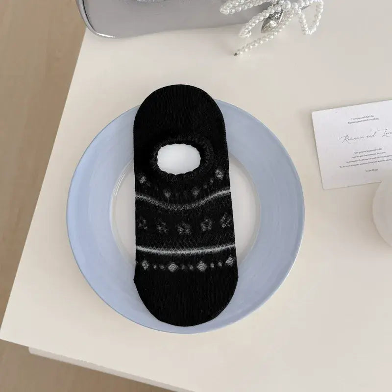 Lace Mesh No Show Socks(5 Pairs) - Black - EU36-40(US3-7) - image 14