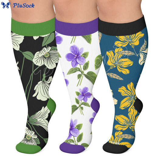 Plus Size Floral Garden Compression Socks - image 0