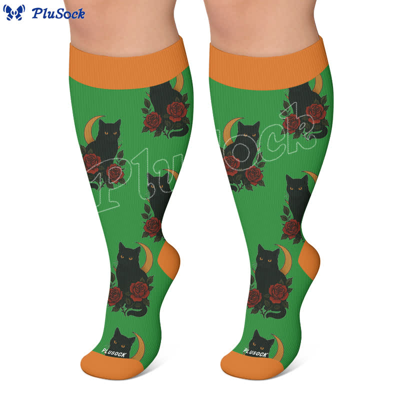 Plus Size Cat Floral Compression Socks - image 5
