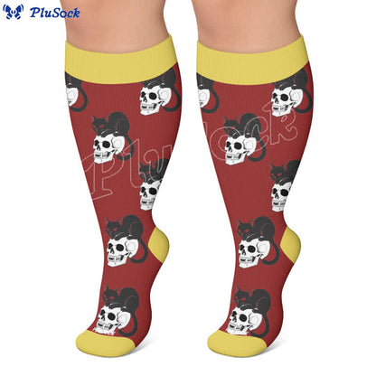 Plus Size Cat Floral Compression Socks - image 7