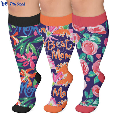 Plus Size Floral Letters Compression Socks - image 0