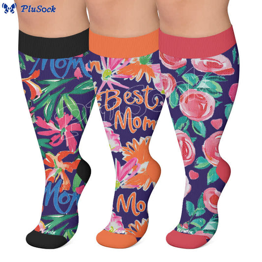 Plus Size Floral Letters Compression Socks - image 0