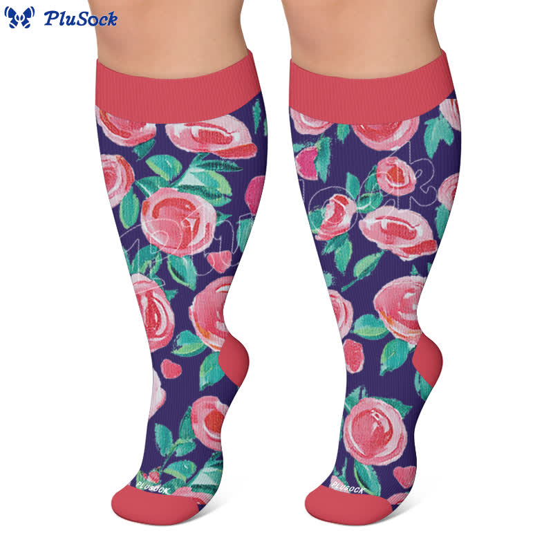 Plus Size Floral Letters Compression Socks - image 7