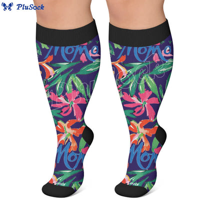 Plus Size Floral Letters Compression Socks - image 5