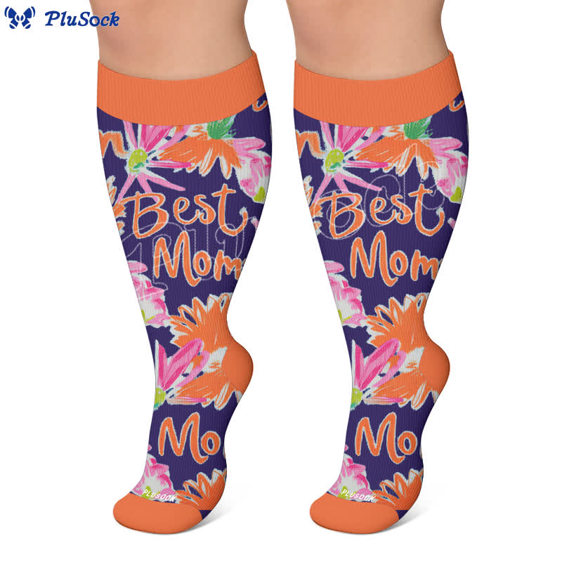 Plus Size Floral Letters Compression Socks - image 6