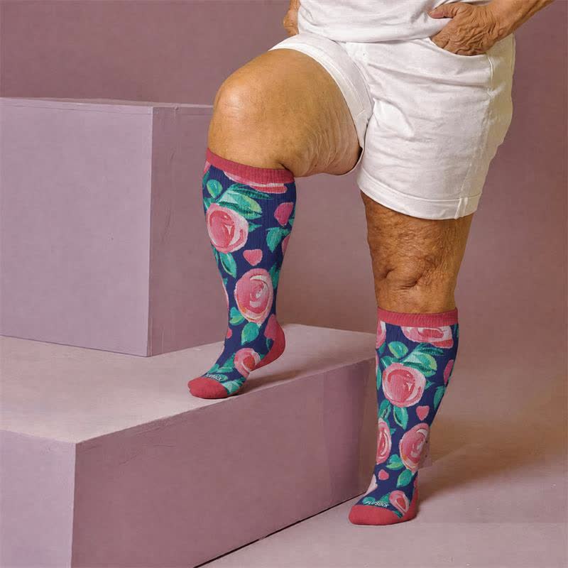 Plus Size Floral Letters Compression Socks - image 3