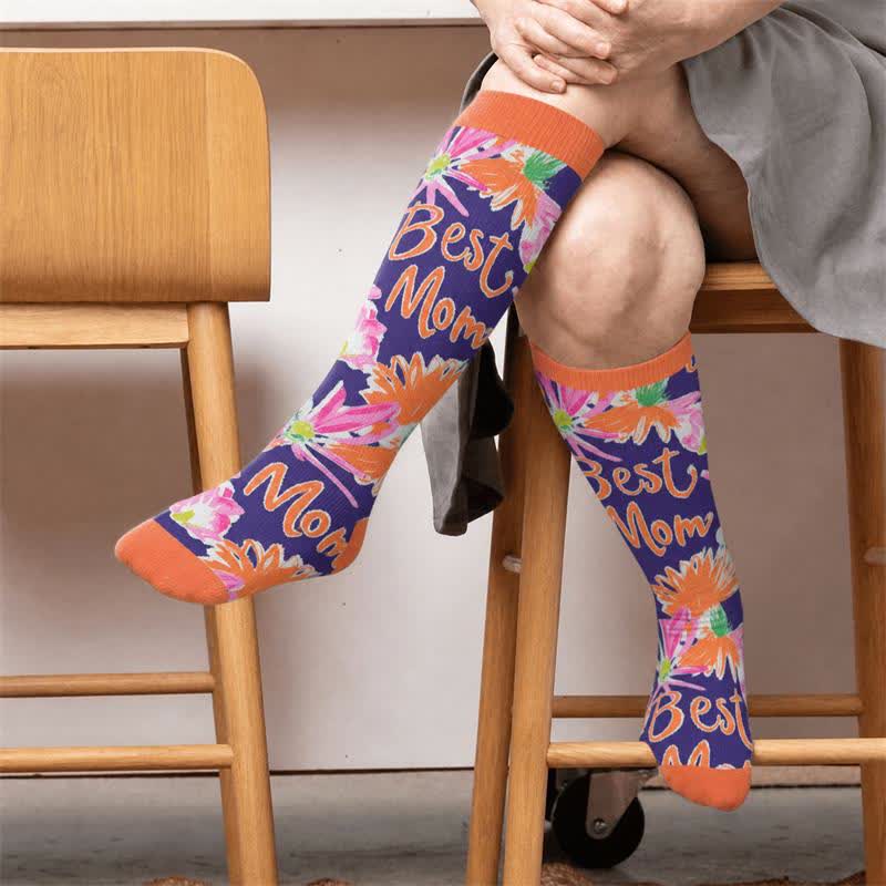 Plus Size Floral Letters Compression Socks - image 2