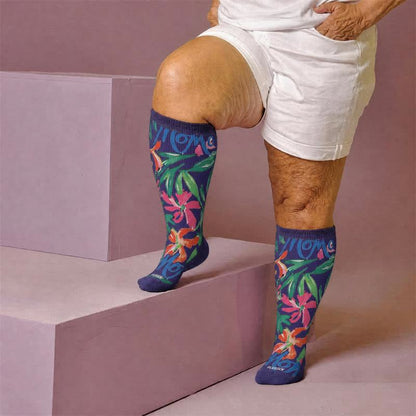 Plus Size Floral Letters Compression Socks - image 1