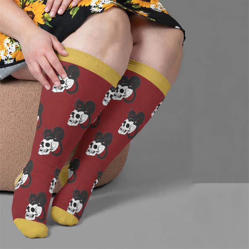 Plus Size Cat Floral Compression Socks - image 3