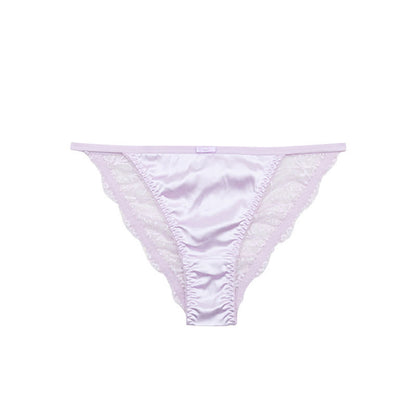 Silky Satin Lace Trim Thong Panties(3 Packs) - Light Purple - XL - image 8