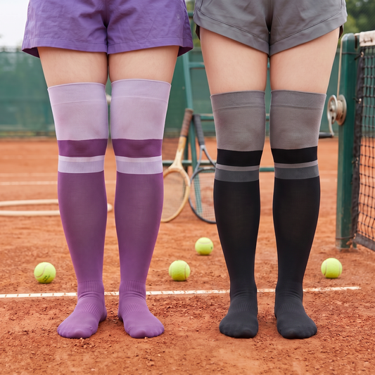 Colorblock Athletic Compression Socks(2 Pairs) - Purple+Black - EU36-40(US3-7) - image 0