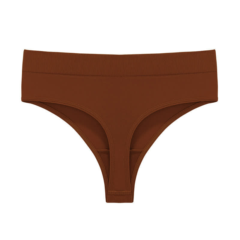 Soft Stretch Seamless Thong Panties(5 Packs) - Caramel - 3XL - image 15