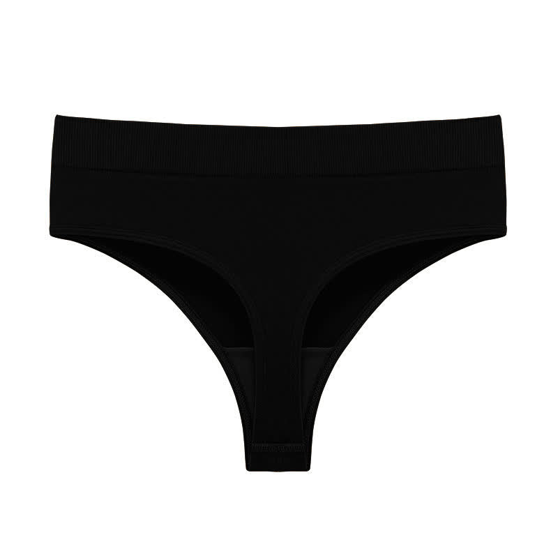 Soft Stretch Seamless Thong Panties(5 Packs) - Black - 3XL - image 11