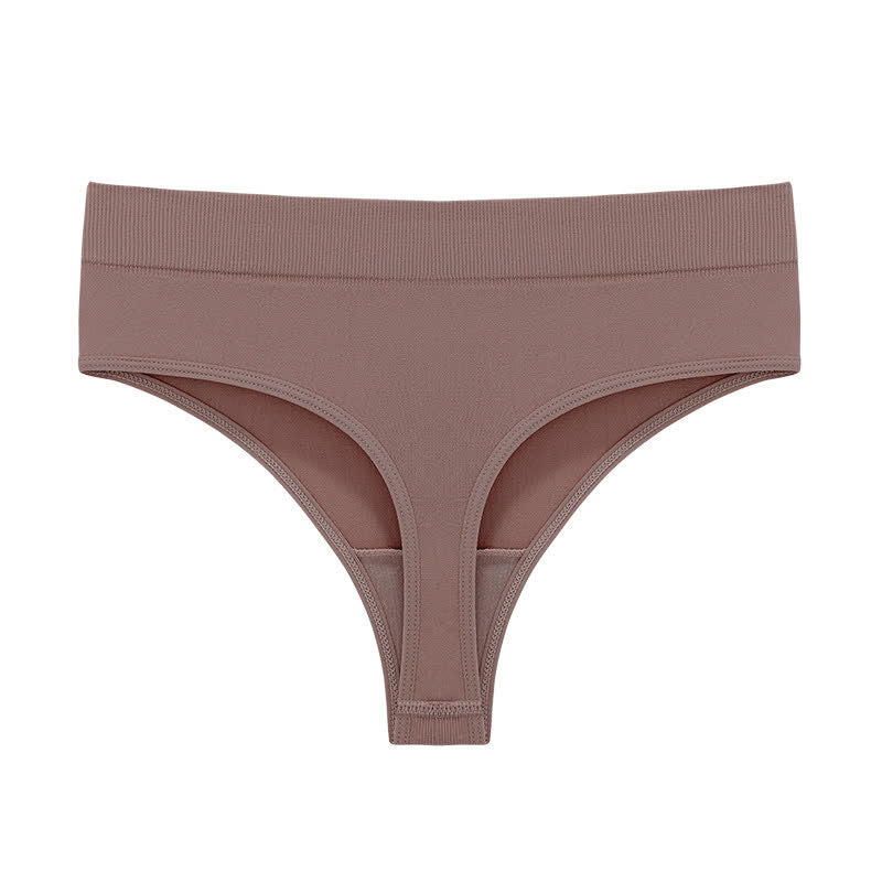 Soft Stretch Seamless Thong Panties(5 Packs) - Coffee - 3XL - image 24