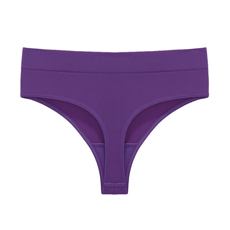 Soft Stretch Seamless Thong Panties(5 Packs) - Purple - 3XL - image 13