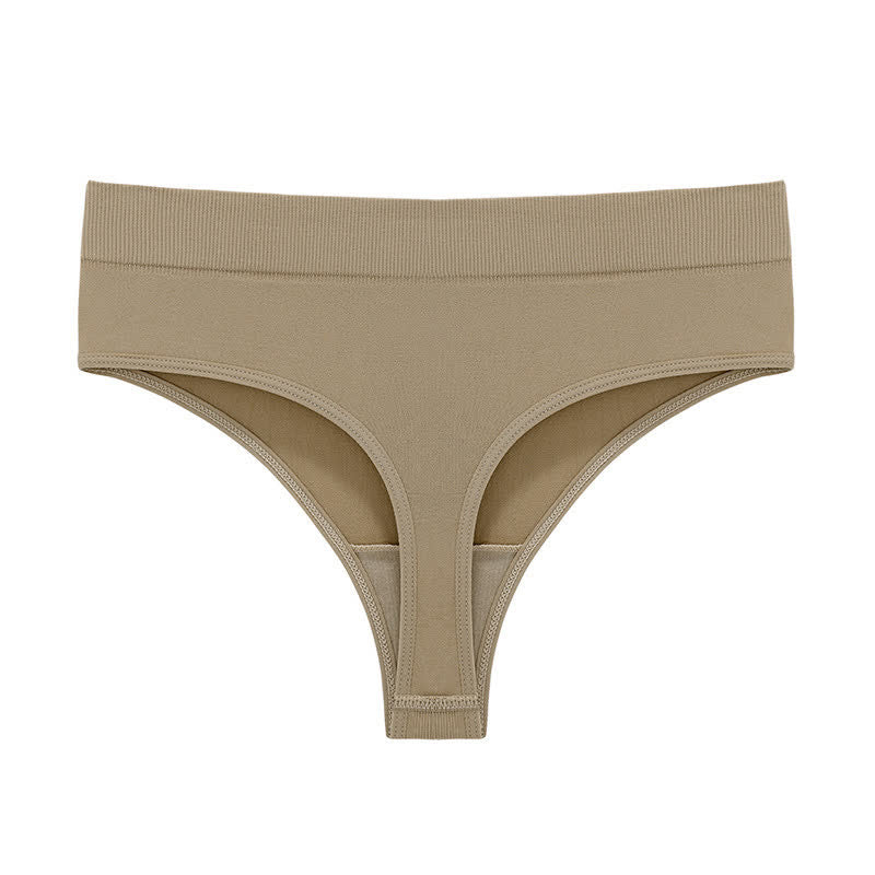 Soft Stretch Seamless Thong Panties(5 Packs) - Khaki - 3XL - image 21