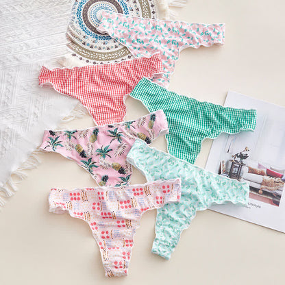 Soft Gingham Thong Panties(3 Packs) - image 11