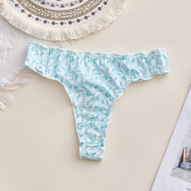 Soft Gingham Thong Panties(3 Packs) - Light Green - XL - image 10