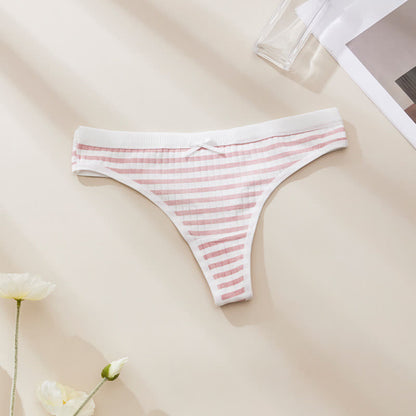 Sweet Floral Low Rise Thong Panties(5 Packs) - Stripe - XL - image 6