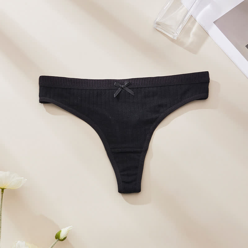 Sweet Floral Low Rise Thong Panties(5 Packs) - Black - XL - image 8