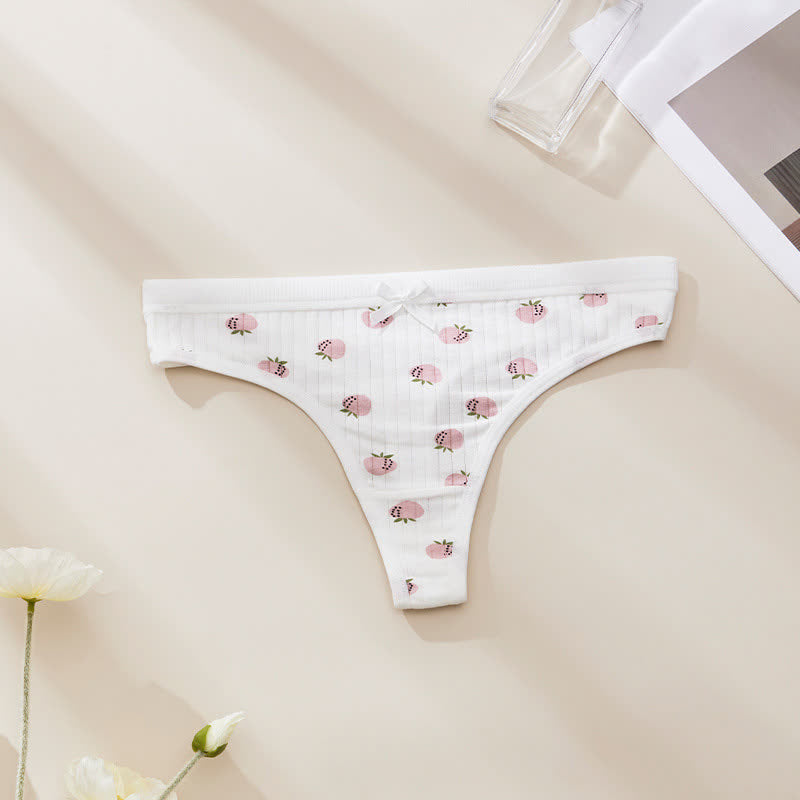 Sweet Floral Low Rise Thong Panties(5 Packs) - White - XL - image 7