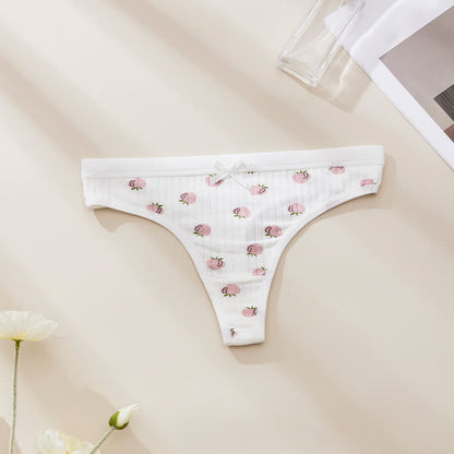 Sweet Floral Low Rise Thong Panties(5 Packs) - White - XL - image 7