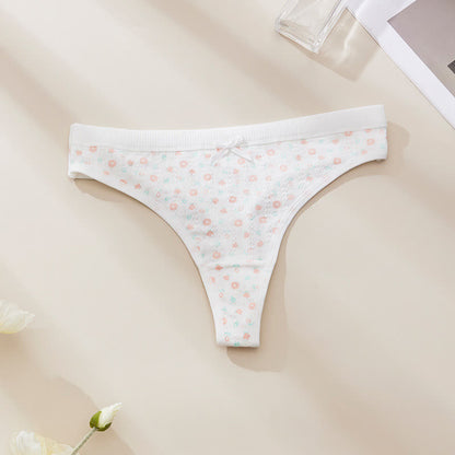 Sweet Floral Low Rise Thong Panties(5 Packs) - Flower - XL - image 5