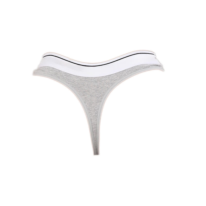 Low Rise Contrast Trim Thong(5 Packs) - Grey - XL - image 9
