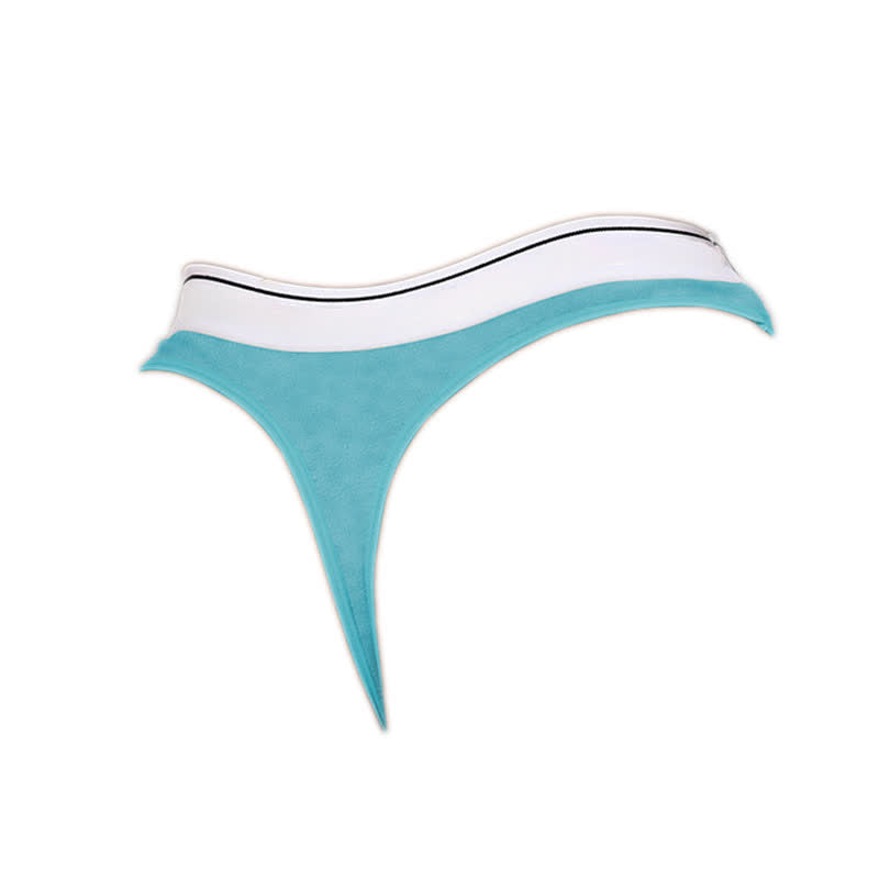 Low Rise Contrast Trim Thong(5 Packs) - Blue - XL - image 12