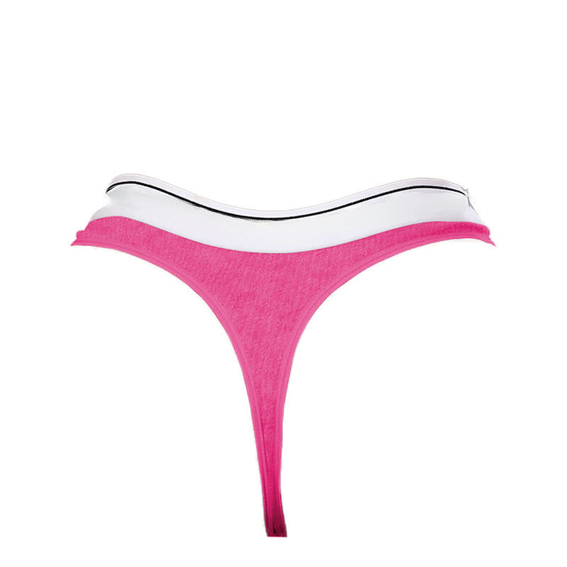 Low Rise Contrast Trim Thong(5 Packs) - Rose - XL - image 13