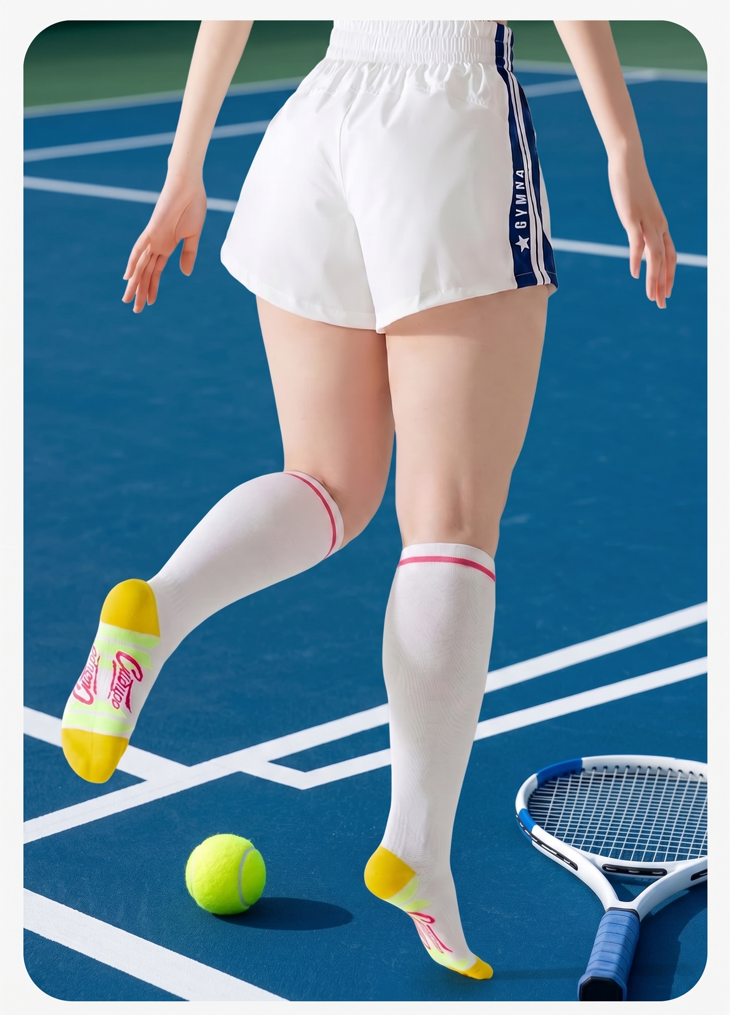 Sport Stripe Compression Socks(2 Pairs) - Yellow - EU36-40(US3-7) - image 1
