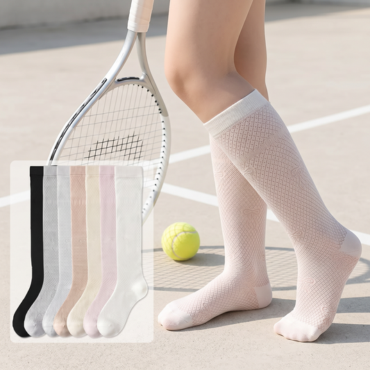 Sheer Mesh Ribbed Knee HIgh Socks(4 Pairs) - image 0